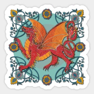 Celtic Medieval Fire Dragon Sticker